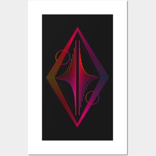 Geometric pink futuristic abstract galaxy Posters and Art